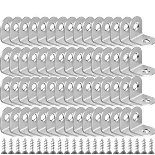 Winkelverbinder Edelstahl L-förmigen Ecke Code Mit Schrauben 90 Grad Möbel Stabile Stecker Zubehör(50Sets) von DSFIHJO