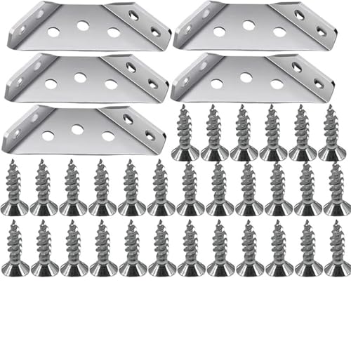 Winkelverbinder Edelstahl Möbel Regal Stecker Schrank Unterstützung Befestigung Rahmen Ecke Klammer Mit Schraube(5Set) von DSFIHJO