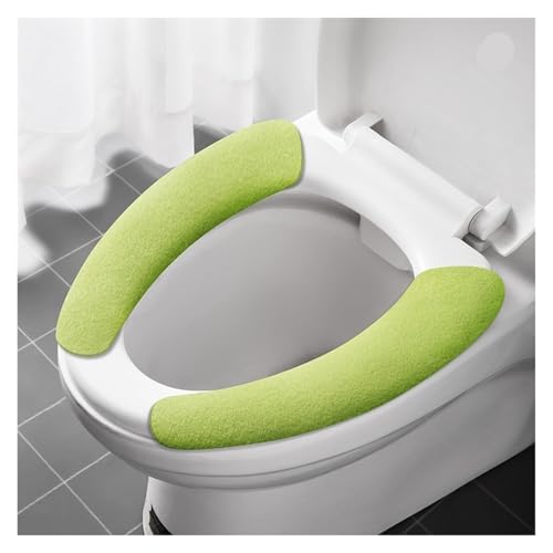 toilettensitzbezug 1 Paar Universal-Toilettensitzbezüge, selbstklebende Toilettensitzmatte, warme, wiederverwendbare Badezimmermatte, waschbare Deckelabdeckung, DIY-Toilettenkissen(Small green) von DSFIHJO