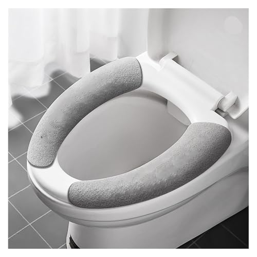 toilettensitzbezug 1 Paar Universal-Toilettensitzbezüge, selbstklebende Toilettensitzmatte, warme, wiederverwendbare Badezimmermatte, waschbare Deckelabdeckung, DIY-Toilettenkissen(Small grey) von DSFIHJO