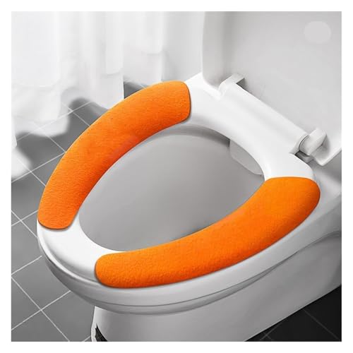 toilettensitzbezug 1 Paar Universal-Toilettensitzbezüge, selbstklebende Toilettensitzmatte, warme, wiederverwendbare Badezimmermatte, waschbare Deckelabdeckung, DIY-Toilettenkissen(Small orange) von DSFIHJO