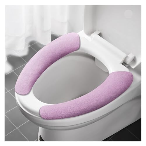 toilettensitzbezug 1 Paar Universal-Toilettensitzbezüge, selbstklebende Toilettensitzmatte, warme, wiederverwendbare Badezimmermatte, waschbare Deckelabdeckung, DIY-Toilettenkissen(Small purple) von DSFIHJO