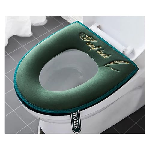 toilettensitzbezug Toilettensitzbezug for den Winter, warm, weich, WC-Matte, Badezimmer, waschbar, Abnehmbarer Reißverschluss mit Klappdeckel, wasserdicht, Haushalt(Green) von DSFIHJO