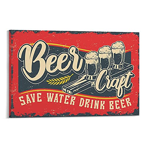 Vintage-Poster, Leinwandbild, Motiv: Save Water Drink Bier, 30 x 45 cm von DSGDS
