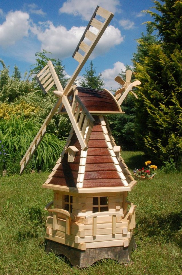 DSH DEKO SHOP HANNUSCH Gartenfigur Garten-Windmühle mit Lamellendach – Höhe 1,25m von DSH DEKO SHOP HANNUSCH