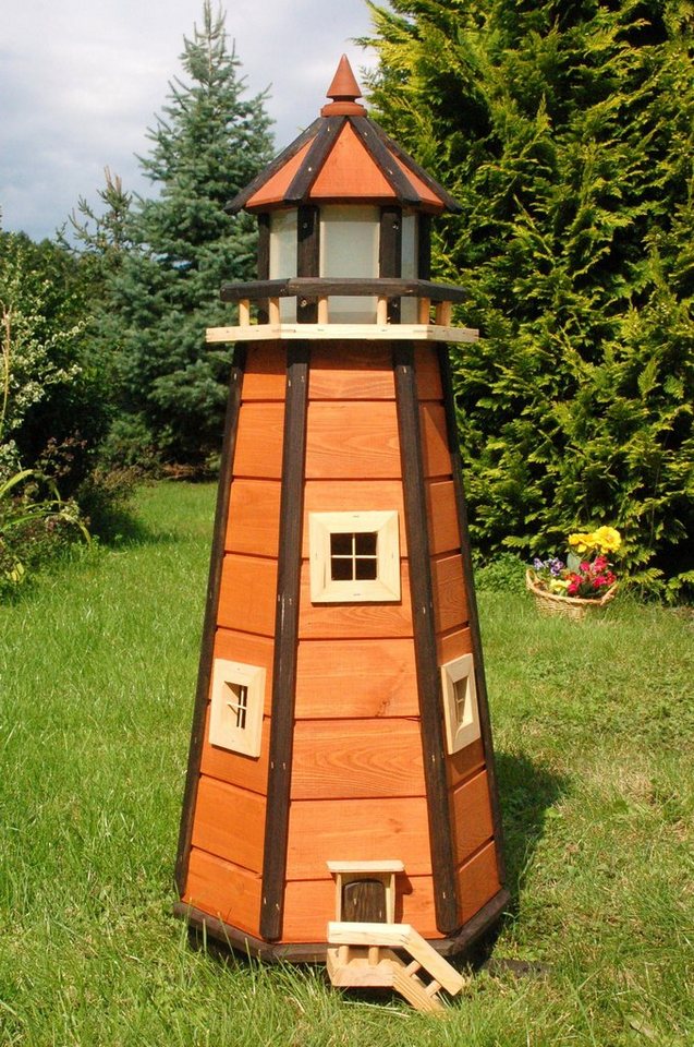 DSH DEKO SHOP HANNUSCH Gartenfigur Leuchtturm 1,10 m aus Holz mit 230 V Beleuchtung von DSH DEKO SHOP HANNUSCH
