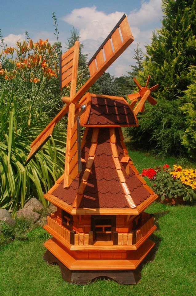 DSH DEKO SHOP HANNUSCH Gartenfigur Windmühle WM 1,3 Bitum, norddeutsche Bauweise, Gesamthöhe inkl. Flügel: 1,30 m von DSH DEKO SHOP HANNUSCH