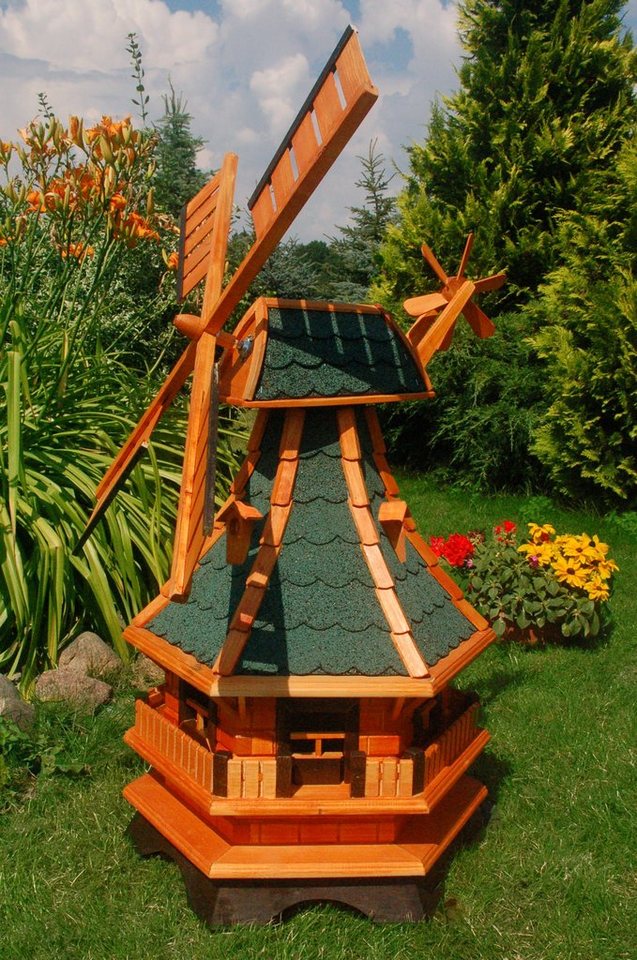 DSH DEKO SHOP HANNUSCH Gartenfigur Windmühle WM 1,3 Bitum, norddeutsche Bauweise, Gesamthöhe inkl. Flügel: 1,30 m von DSH DEKO SHOP HANNUSCH