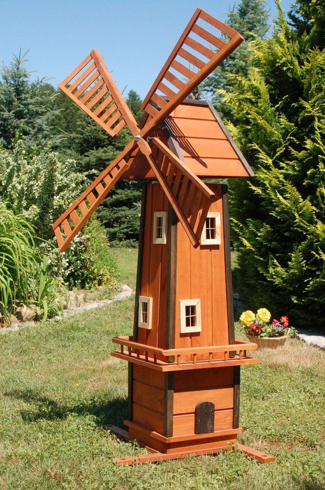 DSH DEKO SHOP HANNUSCH Gartenfigur XL Windmühle auf Wunsch mit Solarbeleuchtung – Höhe 1,55 m von DSH DEKO SHOP HANNUSCH