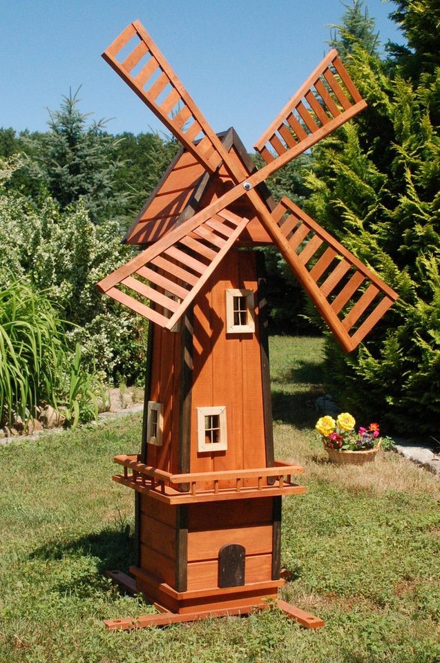 DSH DEKO SHOP HANNUSCH Gartenfigur XL Windmühle auf Wunsch mit Solarbeleuchtung – Höhe 1,55 m von DSH DEKO SHOP HANNUSCH