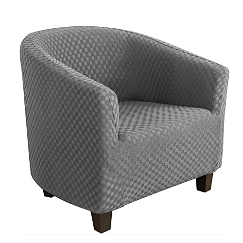 DSHUB Stretch-Schonbezug für Clubsessel, Jacquard, Abnehmbarer Sesselbezug, weicher Bezug für Clubsessel, waschbar, für Bartheke, Wohnzimmer, Hellgrau, Clubsessel von DSHUB