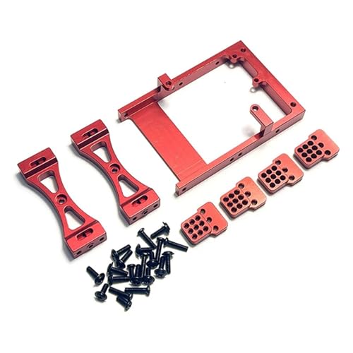 DSHYTDRF Metall Servo Halterung Strahl Querträger Shock Mount for WPL C14 C24 B14 B24 1/16 RC Auto Kit(Red) von DSHYTDRF