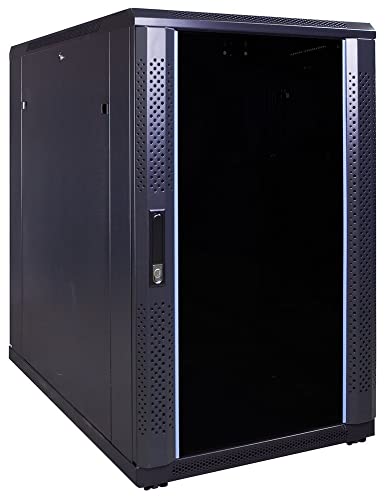 DSIT 18HE 19 Zoll Serverschrank - mit Glastür (BxTxH) 600 x 1000 x 1000mm - Schwarz - Abschließbar - Traglast 800 kg - Robuste Konstruktion von DSIT