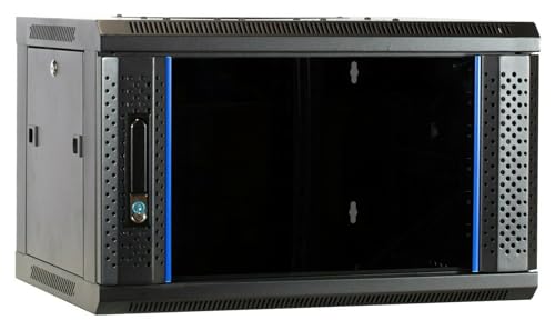 DSIT 19 Zoll Set: 6HE Netzwerkschrank zur Wandmontage – Fachboden – Steckdosenleiste SPD 8-Fach – Kabelbügel – Cat6 UTP-Patchpanel von DSIT