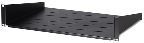 DSIT 19 Zoll 2HE Fachboden für Wandschränke mit Einer Tiefe von 450mm - 350mm Tief - Schwarz - Traglast 15 kg von DSIT