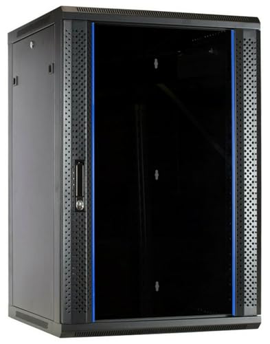 DSIT 19 Zoll Set: 18HE Netzwerkschrank zur Wandmontage – Fachboden – Steckdosenleiste SPD 8-Fach – Kabelbügel – Cat6 UTP-Patchpanel von DSIT
