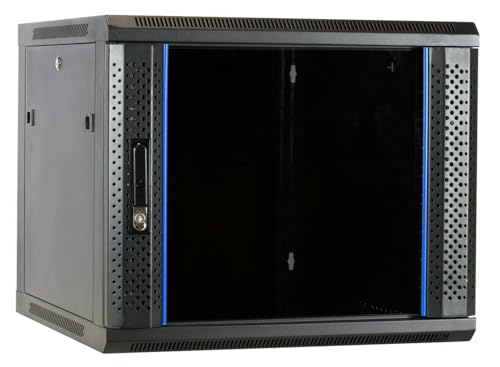 DSIT 19 Zoll Set: 9HE Netzwerkschrank zur Wandmontage – Fachboden – Steckdosenleiste SPD 8-Fach – Bürstenleiste – Cat6 UTP-Patchpanel von DSIT