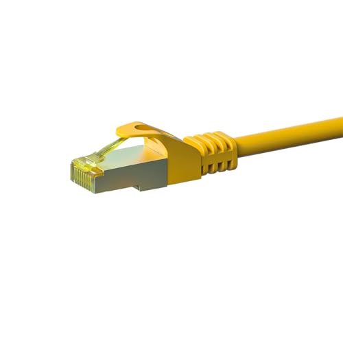 Danicom RJ45 Netzwerkkabel S/FTP (PiMF) - mit CAT 7 Rohkabel - Gelb - 0,25m, POE, Ethernet, LAN, Patchkabel, Datenkabel, RJ45 - für Serverschränke, Switches, Router, Modems! von DSIT