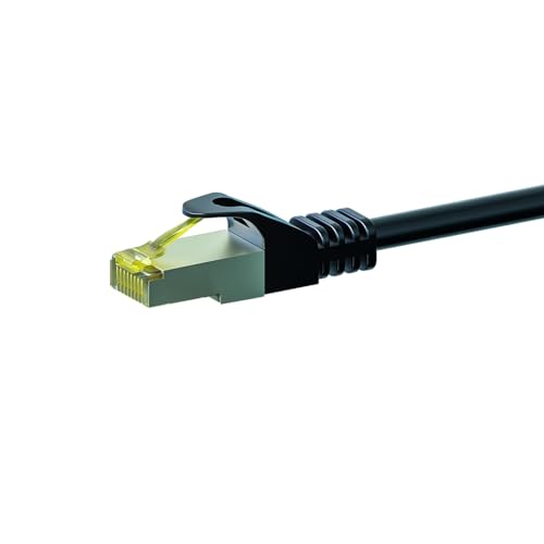 Danicom RJ45 Netzwerkkabel S/FTP (PiMF) - mit CAT 7 Rohkabel - Schwarz - 0,25m, POE, Ethernet, LAN, Patchkabel, Datenkabel, RJ45, für Serverschränke, Switches, Router, Modems! von DSIT