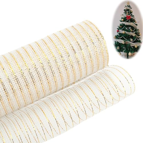 1Pcs Christbaumschmuck,Weihnachtsband zum Basteln,Für Weihnachtsbäume, Kunsthandwerk, Girlanden, Schleifen, Osterkränze, Hochzeitsfeierdekorationen,26cmx10Yards,Weiß+Gold 1Pcs Christbaumschmuck,Weihnachtsband zum Basteln,Für Weihnachtsbäume, Kunsthandwerk, Girlanden, Schleifen, Osterkränze, Hochzeitsfeierdekorationen,26cmx10Yards,Weiß+Gold von DSITNDAM