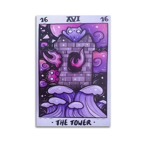 Tarot Major Arcana The Tower on The Waves Is on Fire Niedliche Q-Version, dekoratives Gemälde, Leinwand, Wandposter und moderne Familienschlafzimmer-Dekoration, 60 x 90 cm Tarot Major Arcana The Tower on The Waves Is on Fire Niedliche Q-Version, dekoratives Gemälde, Leinwand, Wandposter und moderne Familienschlafzimmer-Dekoration, 60 x 90 cm von DSJXJZ