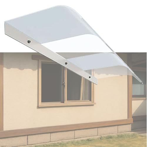 20-130CM Vordach für Haustür Klein Freitragend Pultvordach Überdachung Türvordach für Fenster & Eingangstür, Einfaches Ohne Halterung(Half Clear,W35xD35cm) von DSKJHI