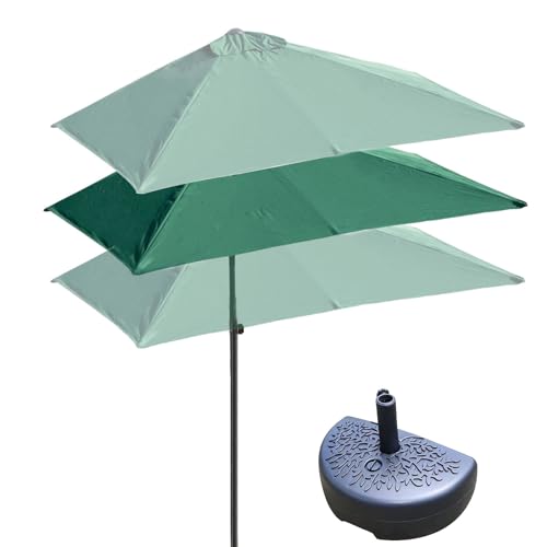 DSKJHI Balkonschirm Rechteckig Halb Sonnenschirm Wandschirm für Balkone Terrassen mit Halbrund Base, Höhenverstellbar Halbschirm 200X100cm, 250X130cm (Farbe : Grün, Größe : 250x130cm(with Base)) von DSKJHI