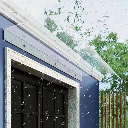 Modernes Haustür Vordach 100 120 110 90 80CM, Pultvordach aus Polycarbonat, Wetterfest & UV-Schutz, Regenschutz für Eingang & Fenster(Clear,W125xD45cm) von DSKJHI