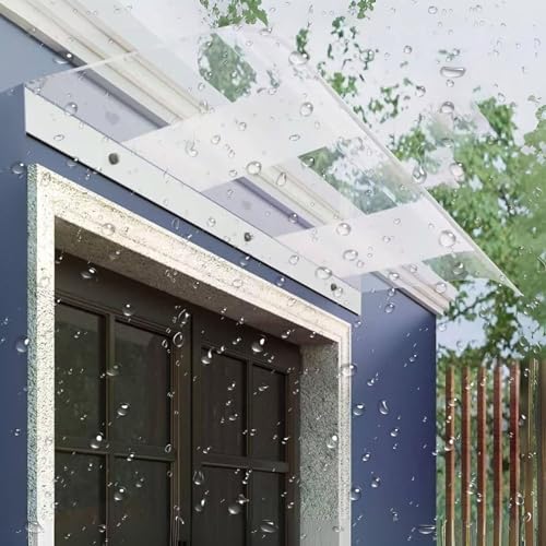 Modernes Haustür Vordach 100 120 110 90 80CM, Pultvordach aus Polycarbonat, Wetterfest & UV-Schutz, Regenschutz für Eingang & Fenster(Half Clear,W130xD45cm) von DSKJHI