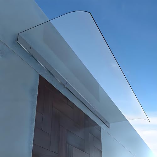 Vordach Haustür Überdachung 120 130 110 100 90 80 cm UV & Regenschutz Pultbogenvordach für Tür Fenster Veranda, Modernes Haustürvordach, 3.5mm Polycarbonat(Clear,90x45cm/35.4x17.3in) von DSKJHI