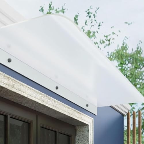 Vordach Haustür Überdachung 120 130 110 100 90 80 cm UV & Regenschutz Pultbogenvordach für Tür Fenster Veranda, Modernes Haustürvordach, 3.5mm Polycarbonat(Frosted,80x45cm/31.5x17.3in) von DSKJHI