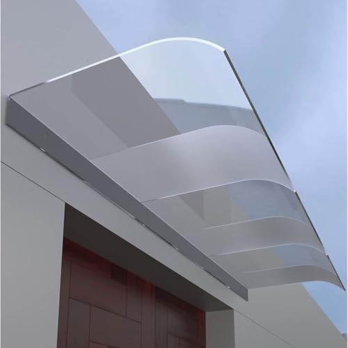 Vordach Haustür Überdachung 120 130 110 100 90 80 cm UV & Regenschutz Pultbogenvordach für Tür Fenster Veranda, Modernes Haustürvordach, 3.5mm Polycarbonat(Half Clear,110x35cm/43.3x13.8in) von DSKJHI