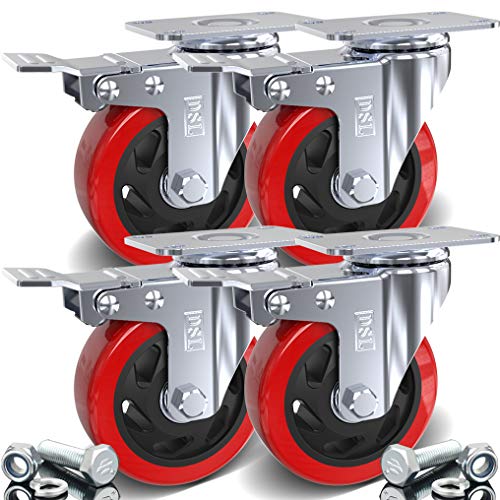 4 x Heavy Duty doppelt Kugellager gebremste Lenkrolle 100 mm Gummi Rad Trolley Caster 700 kg gratis Armatur von DSL Daily Supply Ltd.