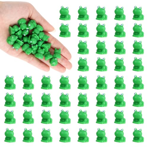 DSLSQD 50 STK Mini Harz Frosch Figuren,Mini Frösche Grüne Frosch-Figuren,Fairy Garden Miniatur Frösche,Gartendeko Frosch Klein,für Aquarium Landschaft Zuhause Puppenhaus Topfdeko DIY Frog Cake Topper von DSLSQD