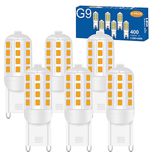DSLebeen G9 LED Glühbirne Warmweiß 3000K，2.9W Entspricht 40W Halogenlampen, G9 Glühbirne 400lm 230V, 360° Abstrahlwinkel Kein Flackern Nicht Dimmbar, 6er Pack von DSLebeen
