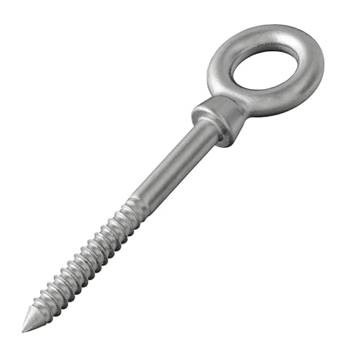 Augbolzen mit Holzgewinde (Teilgewinde) | rostfreier Edelstahl A4 / V4A | Ösenschraube | Ringschraube | Augenbolzen (6 x 60 mm, 20 Stück) von DSM-Verbindungstechnik