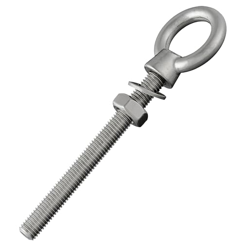 Augbolzen mit metrischem Vollgewinde | inkl. Scheibe und Sechskantmutter | rostfreier Edelstahl A4 / V4A | Ösenschraube | Ringschraube | Augenbolzen (M6 x 60 mm, 5 Stück) von DSM-Verbindungstechnik