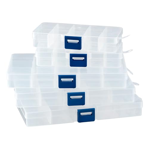 DSM-Verbindungstechnik Set aus 5 Sortierboxen mit verstellbaren Fächern aus Kunststoff | Aufbewahrungsbox Organizer Sortimentskasten Perlenbox | 2 Boxen 10 Fächer, 3 Boxen 15 Fächer DSM-Verbindungstechnik Set aus 5 Sortierboxen mit verstellbaren Fächern aus Kunststoff | Aufbewahrungsbox Organizer Sortimentskasten Perlenbox | 2 Boxen 10 Fächer, 3 Boxen 15 Fächer von DSM-Verbindungstechnik
