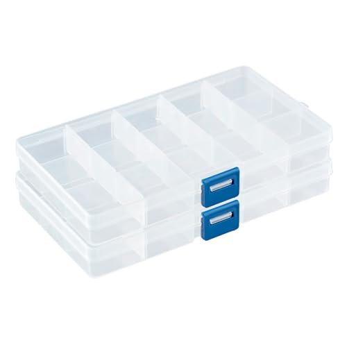 DSM-Verbindungstechnik Sortierbox mit 15 verstellbaren Fächern aus Kunststoff | Aufbewahrungsbox Organizer Sortimentskasten Perlenbox - 2 Stück DSM-Verbindungstechnik Sortierbox mit 15 verstellbaren Fächern aus Kunststoff | Aufbewahrungsbox Organizer Sortimentskasten Perlenbox - 2 Stück von DSM-Verbindungstechnik