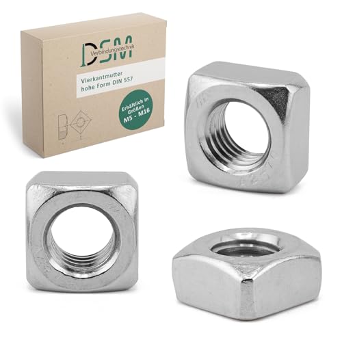 DSM | Vierkantmuttern M16 nach DIN 557 | reguläre Form | Edelstahl A2/V2A - rostfrei & korrosionsbeständig | Gleitmutter, Quadratmuttern, Einlegemuttern für Maschinenbau & Vorrichtungsbau | 100 Stück DSM | Vierkantmuttern M16 nach DIN 557 | reguläre Form | Edelstahl A2/V2A - rostfrei & korrosionsbeständig | Gleitmutter, Quadratmuttern, Einlegemuttern für Maschinenbau & Vorrichtungsbau | 100 Stück von DSM-Verbindungstechnik