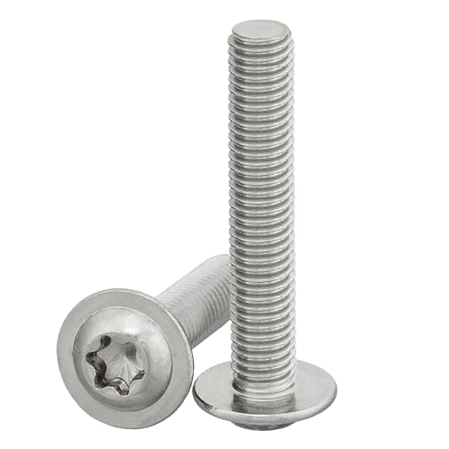 Linsenkopfschraube mit Flansch und Innensechsrund/Torx (ISR,TX) nach Norm: ISO 7380-2 rostfreier Edelstahl A2 V2A Vollgewinde Flanschschraube Flachkopfschraube (M6 x 30 mm, 25 Stück) von DSM-Verbindungstechnik