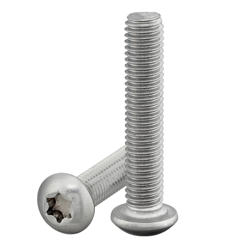 Linsenkopfschraube mit Innensechsrund/Torx (ISR,TX) nach Norm: ISO 7380-1 rostfreier Edelstahl A2 V2A Vollgewinde Halbrundkopfschraube Flachkopfschraube Linsenschraube (50 Stück, M8 x 80 mm) von DSM-Verbindungstechnik