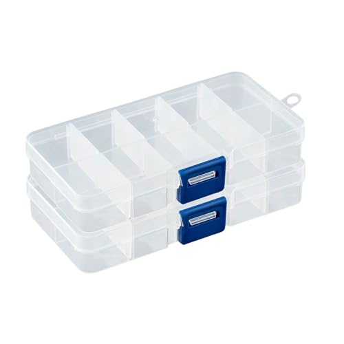 Sortierbox mit 10 verstellbaren Fächern aus Kunststoff | Aufbewahrungsbox Organizer Sortimentskasten Perlenbox - 2 Stück Sortierbox mit 10 verstellbaren Fächern aus Kunststoff | Aufbewahrungsbox Organizer Sortimentskasten Perlenbox - 2 Stück von DSM-Verbindungstechnik