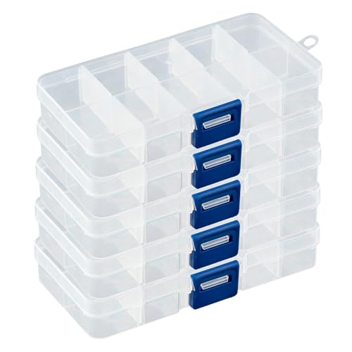 Sortierbox mit 10 verstellbaren Fächern aus Kunststoff | Aufbewahrungsbox Organizer Sortimentskasten Perlenbox - 5 Stück Sortierbox mit 10 verstellbaren Fächern aus Kunststoff | Aufbewahrungsbox Organizer Sortimentskasten Perlenbox - 5 Stück von DSM-Verbindungstechnik
