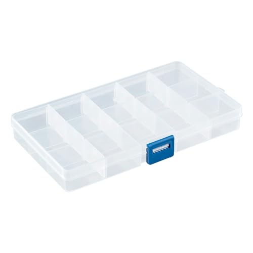 Sortierbox mit 15 verstellbaren Fächern aus Kunststoff | Aufbewahrungsbox Organizer Sortimentskasten Perlenbox - 1 Stück von DSM-Verbindungstechnik