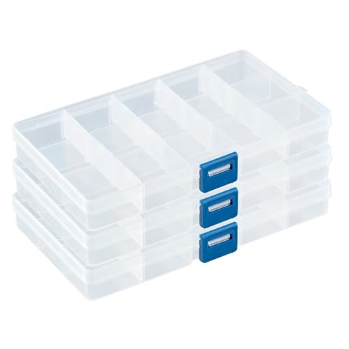 Sortierbox mit 15 verstellbaren Fächern aus Kunststoff | Aufbewahrungsbox Organizer Sortimentskasten Perlenbox - 3 Stück Sortierbox mit 15 verstellbaren Fächern aus Kunststoff | Aufbewahrungsbox Organizer Sortimentskasten Perlenbox - 3 Stück von DSM-Verbindungstechnik