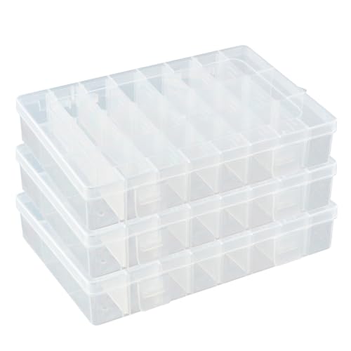 Sortierbox mit 24 verstellbaren Fächern aus Kunststoff | Aufbewahrungsbox Organizer Sortimentskasten Perlenbox - 3 Stück von DSM-Verbindungstechnik
