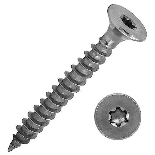 Spanplattenschrauben mit Senkkopf und Torx-Antrieb (TX) aus Edelstahl A2 / VA2 | Vollgewinde | Holzschraube | Holzbauschraube | Universalschraube | 6,0 x 80 mm, 1000 Stück von DSM-Verbindungstechnik