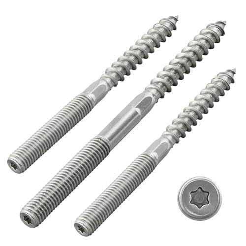 Stockschrauben mit Torx-Antrieb (TX) | Edelstahl A2 / V2A | Doppelgewindeschrauben | Schraubstifte | Holzschraube (M6 x 80 mm, 50 Stück) von DSM-Verbindungstechnik