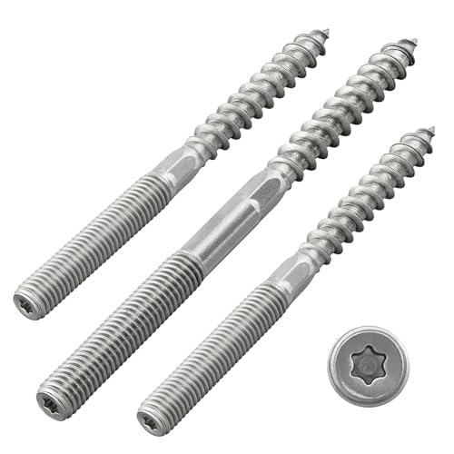 Stockschrauben mit Torx-Antrieb (TX) | Edelstahl A2 / V2A | Doppelgewindeschrauben | Schraubstifte | Holzschraube (M8 x 70 mm, 50 Stück) von DSM-Verbindungstechnik